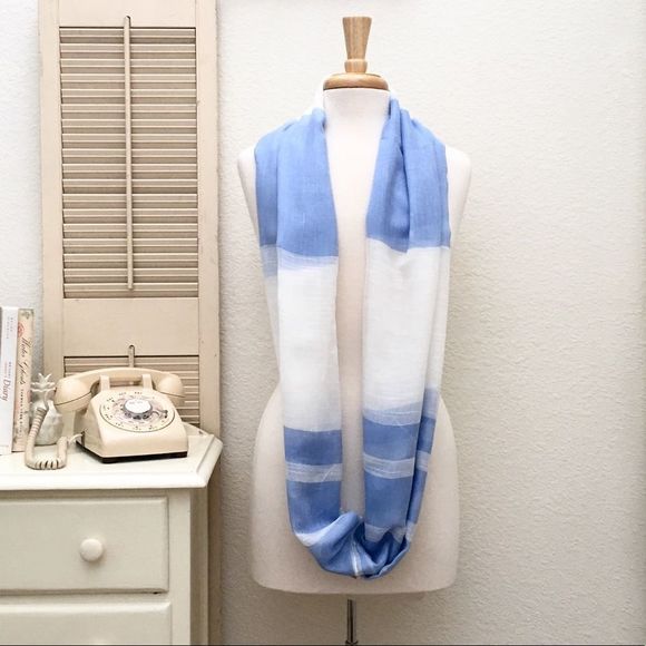 Periwinkle Blue & White Gauzy Weave Infinity Scarf - Picture 3 of 4
